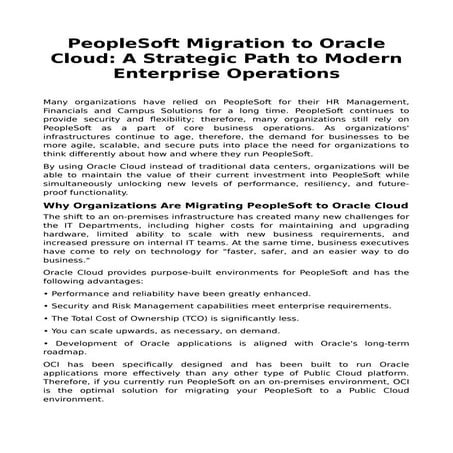 PeopleSoft Migration to Oracle Cloud: A Strategic Path to Modern ...