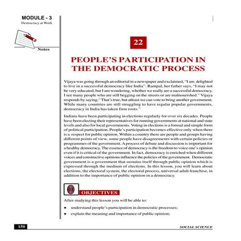 People’s participation in democratic process in india | PDF