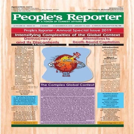Intensifying Complexities in the Global Context, People's reporter Vol. 32 no...