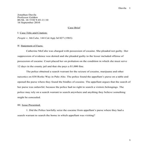 People v. McCabe Case Brief