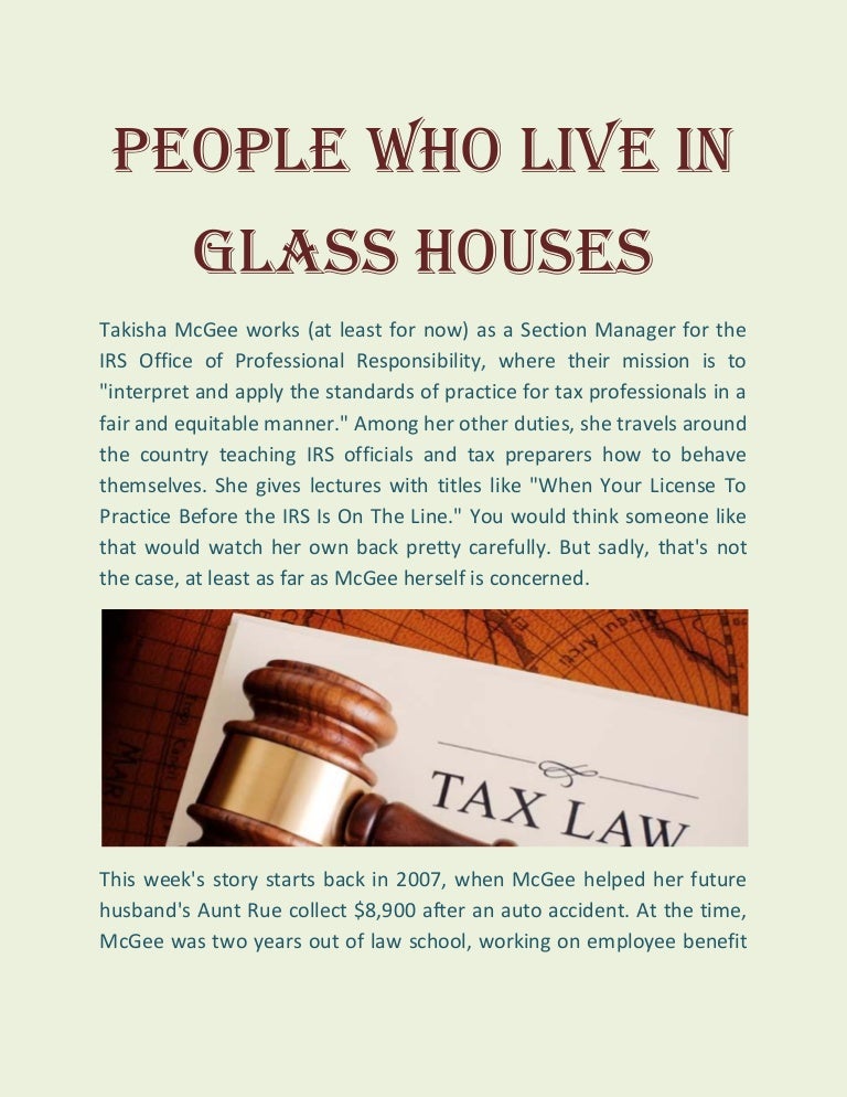 People who live in glass houses