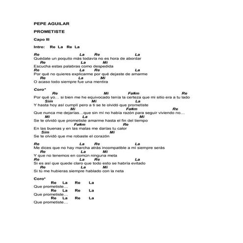 Pepe aguilar Acordes prometiste | PDF