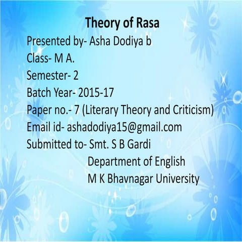 Peper 7                        Theory of Rasa