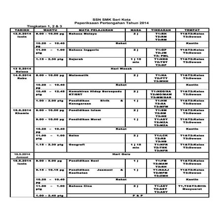 Peperiksaan pertengahan tahun 2014 