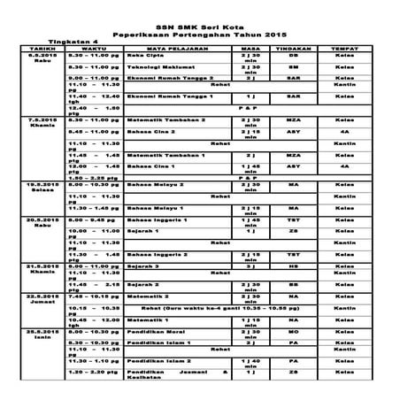Peperiksaan pertengahan tahun (f4 & f5) 2015