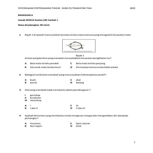 Peperiksaan tengah tahun  ting 3 2019 set a skeema