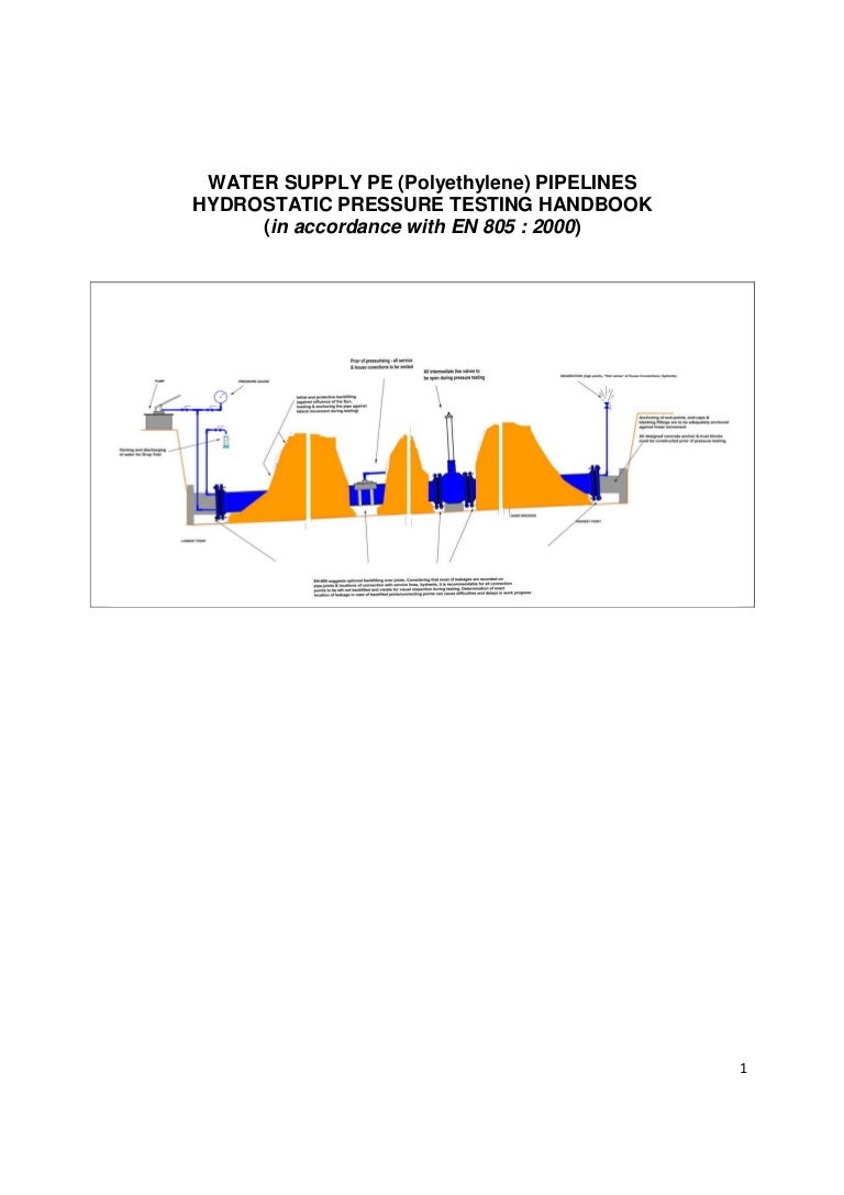 Hydrostatic Pressure Testing Of Pe Pipelines Handbook As Per En805