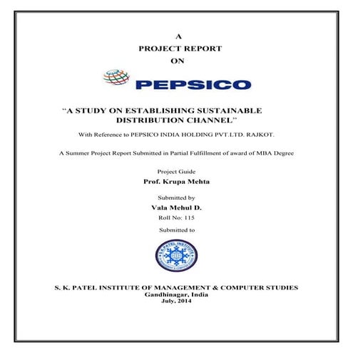 Pepsico. report part 1 | PDF