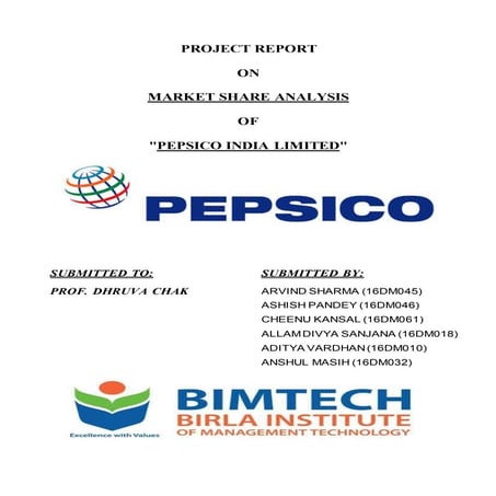 Report on Pepsico India Market Research Analysis