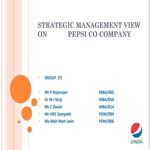 Pepsi co strategic management