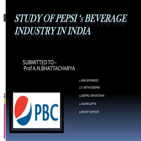 Pepsi-its industry in india
