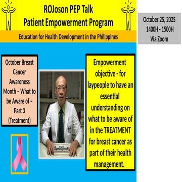 ROJoson PEP Talk: October Breast Cancer Awareness Month - What to be Aware of...