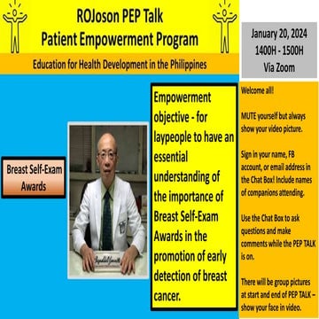 ROJoson PEP Talk: Breast Cancer Screening and Breast Self-Exam | PPTX
