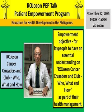 ROJoson PEP Talk: ROJoson Cancer Crusaders and Club - Who, What and How