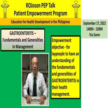 ROJoson PEP Talk: GASTROENTERITIS - Fundamentals and Generalities in Management
