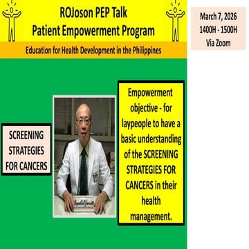ROJoson PEP Talk: Screening Strategies for Cancers | PPTX