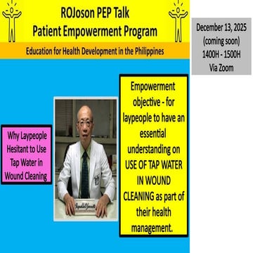 ROJoson PEP Talk: Why Laypeople Hesitant to Use Tap Water in Wound Cleaning