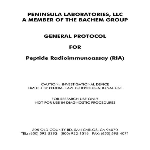 Peptide radioimmunoassay (ria)