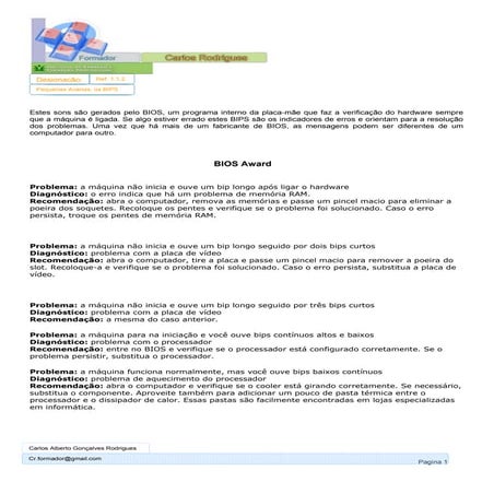 Pequenas avarias os beeps | PDF