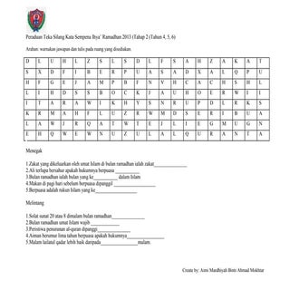 Peraduan teka silang kata sempena i...