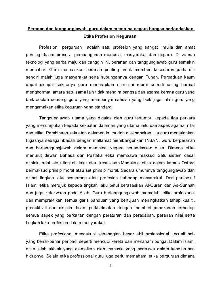 Peranan Dan Tanggungjawab Guru Dalam Membina Negara Bangsa Berlandask