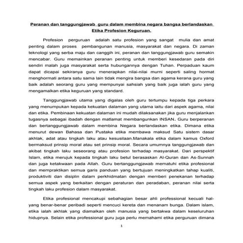 Peranan dan tanggungjawab guru dalam membina negara bangsa berlandaskan etika...