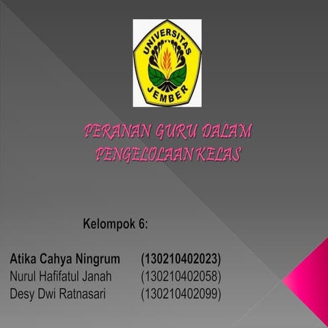 Peranan  Guru  dalam Pengelolaan Kelas-Mata Kuliah Profesi Kependidikan