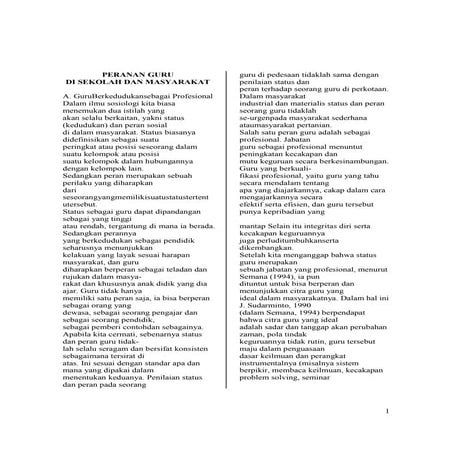 Peranan guru di sekolah dan masyarakat