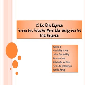 Peranan guru pendidikan moral dalam menjayakan kod etika