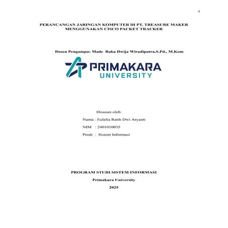 PERANCANGAN JARINGAN KOMPUTER DI PT TREASURE MAKER  MENGGUNAKAN CISCO PACKET ...