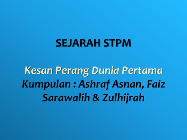 kesan Perang dunia pertama