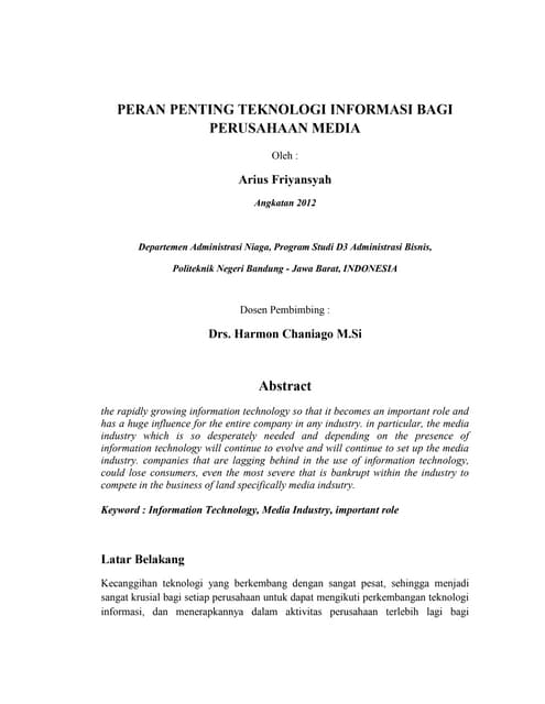 Peran penting teknologi informasi bagi perusahaan media