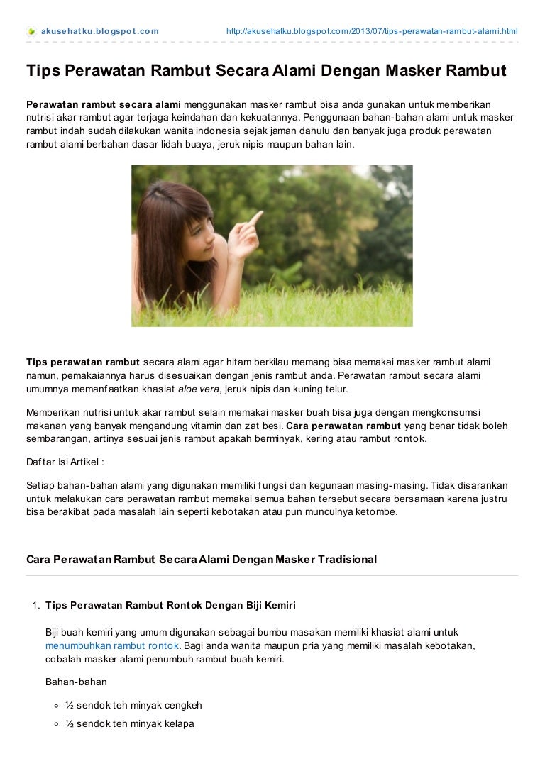 Tips Merawat Rambut Secara Alami Dengan Masker Rambut