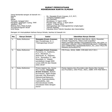 Perbaikan Keabsahan Karya Ilmiah Usulan Lektor Kepala - Dasapta Erwin Irawan