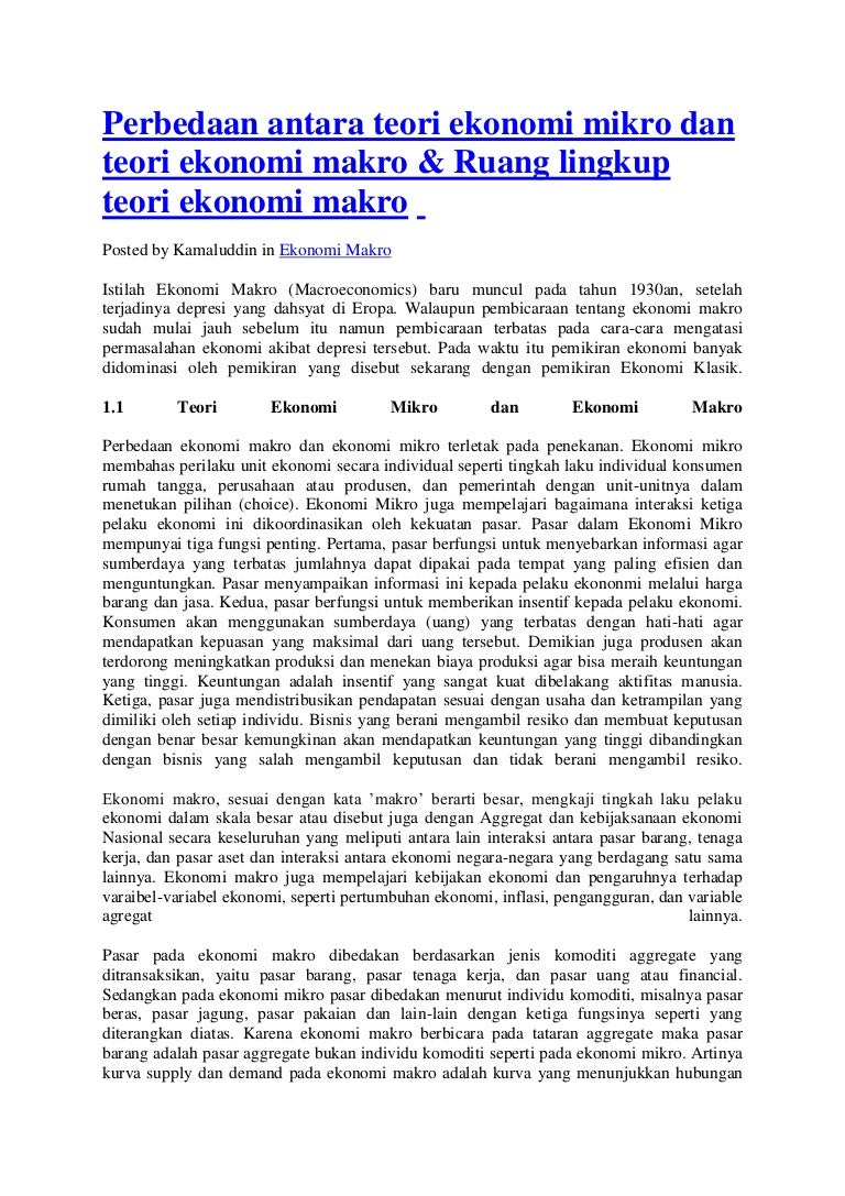 Perbedaan Antara Teori Ekonomi Mikro Dan Teori Ekonomi Makro<script async src=