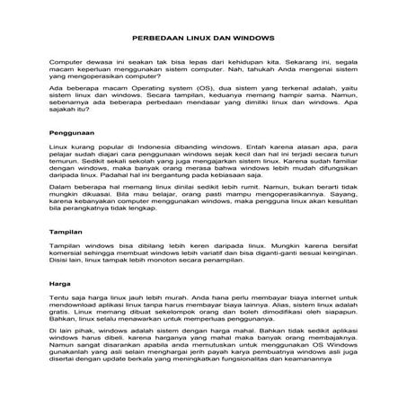 Perbedaan linux dan windows
