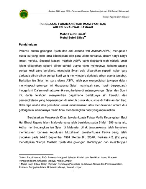 Perbezaan ASWJ dengan Syiah