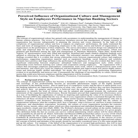 Effects of organizational culture on employee performance | PDF