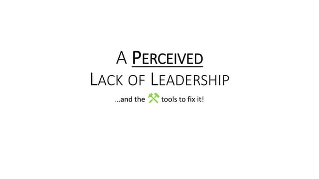A Perceived Lack of Leadership and the Tools to Fix it