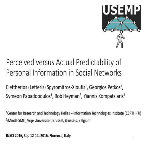 Perceived versus Actual Predictability of Personal Information in Social Netw...