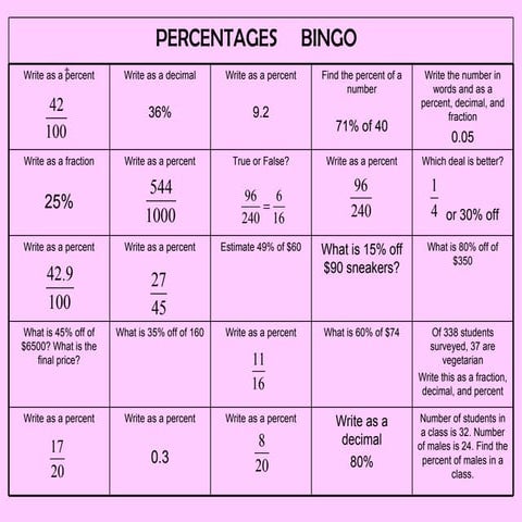 Percentage bingo