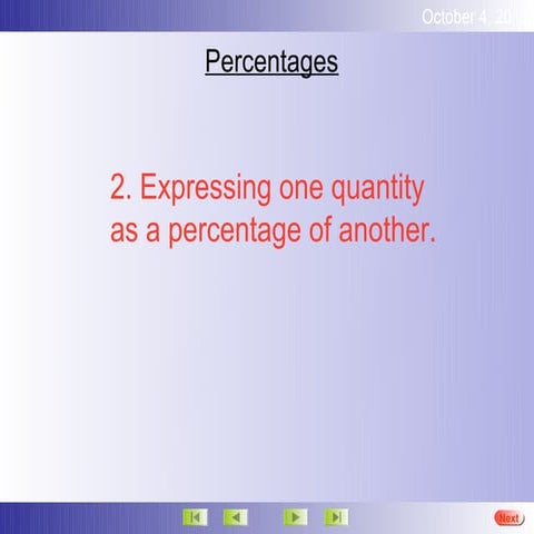 Percentages one of another