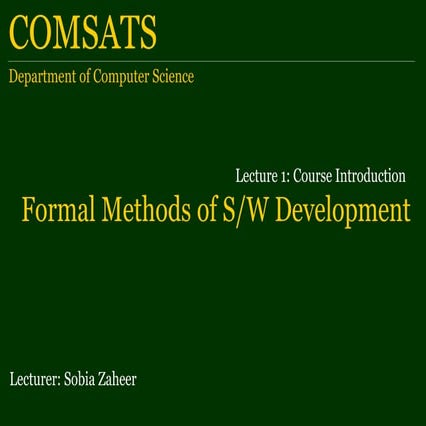 Formal Methods lecture 01 | PPTX