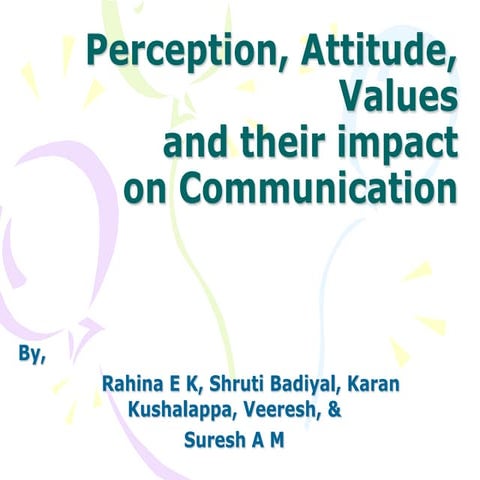 Perception, attitude, beliefs & values