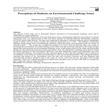 Perceptions of students on environmental challenge issues | PDF