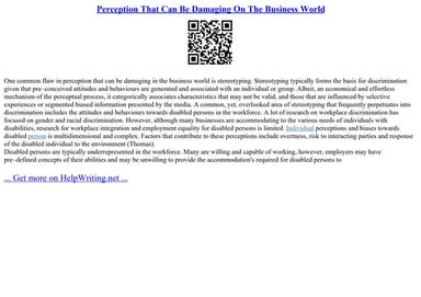 Perception That Can Be Damaging On The Business World