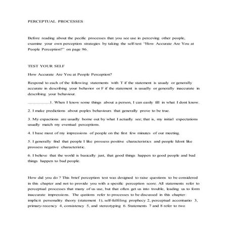 Perceptual processes