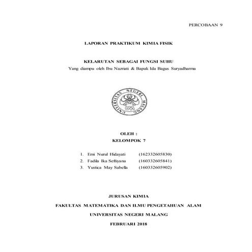 laporan praktikum kelarutan sebagai fungsi suhu