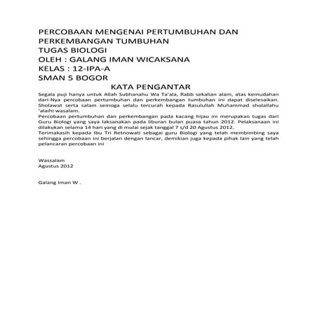 Percobaan mengenai pertumbuhan dan perkembangan tumbuhan
