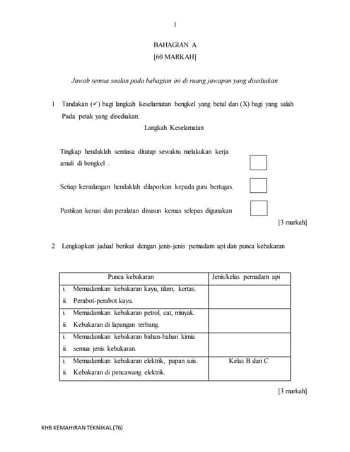 Soalan Pentaksiran Tingkatan 3 Pt3 Kemahiran Hidup Bersepadu Khb